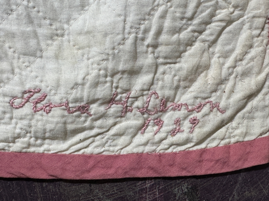 Vintage Handmade Quilt Signed And Dated 1929 88 X 95 [Photo 5]