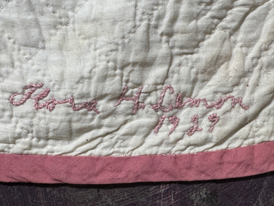 Vintage Handmade Quilt Signed And Dated 1929 88 X 95 [Photo 6]