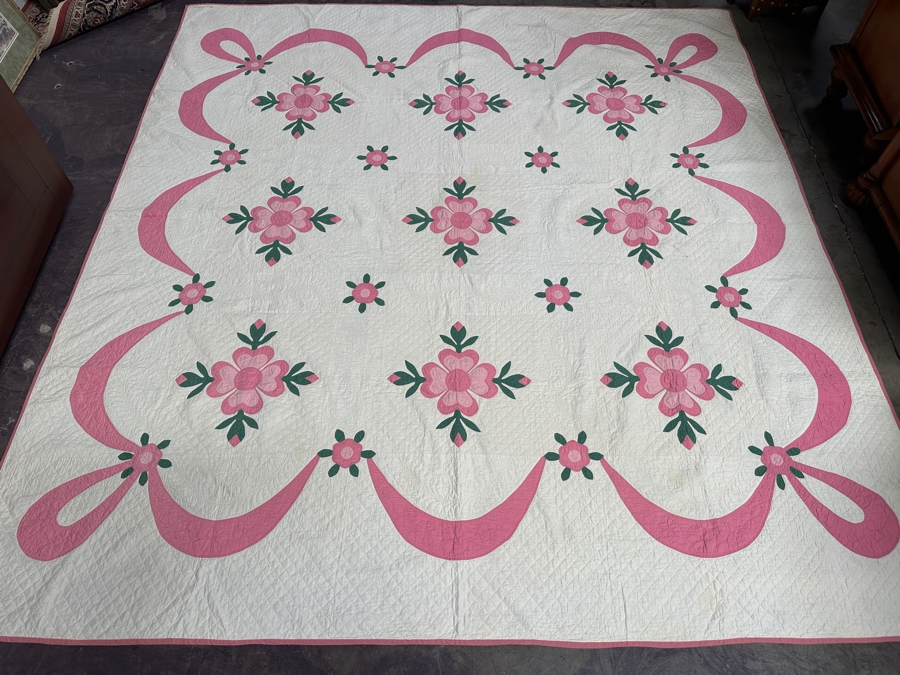 Vintage Handmade Quilt Signed And Dated 1929 88 X 95 [Photo 2]