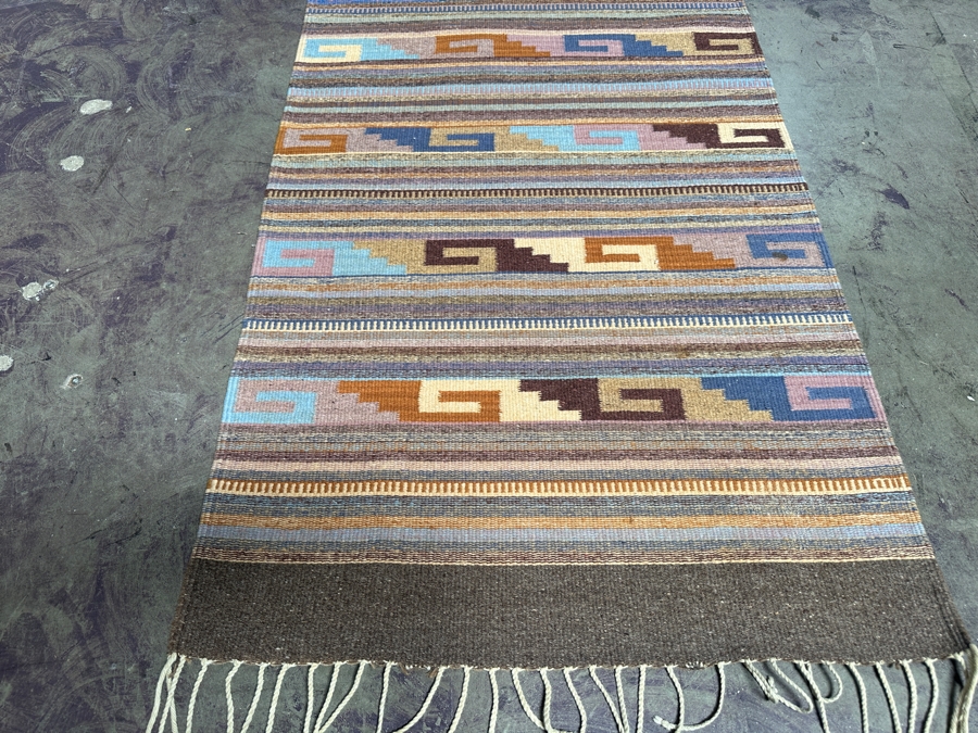 Vintage Southwest Handwoven Wool Rug 30.5 X 60 [Photo 2]