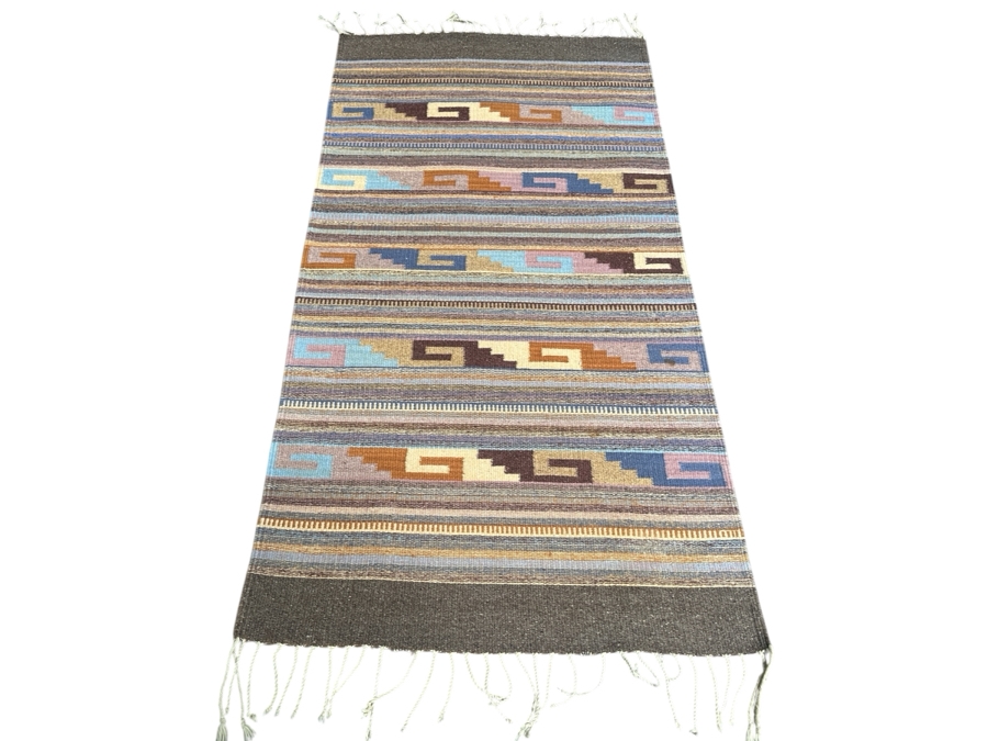 Vintage Southwest Handwoven Wool Rug 30.5 X 60