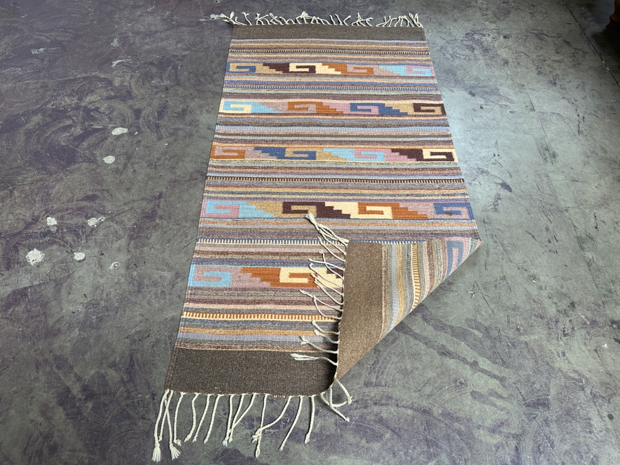 Vintage Southwest Handwoven Wool Rug 30.5 X 60 [Photo 4]