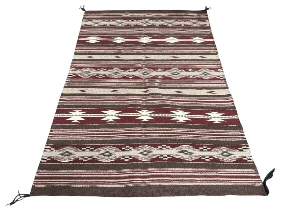 Vintage Navajo Handwoven Rug Blanket 48 X 72