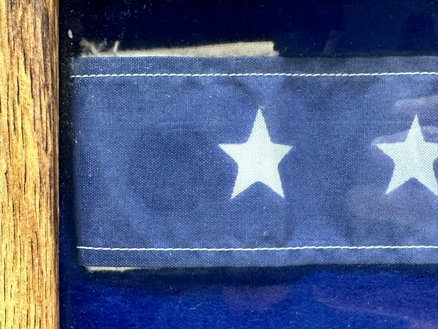 7-Star US Navy Decommissioning Pennant Displayed In A Shadowbox Frame With Brass Plaque Reading 'Captain Jefferson R. Dennis: Commanding Officer USS Dubuque LPD-8 11 Feb 1981 - 16 Jul 1983' 14.5 X 12 [Photo 3]