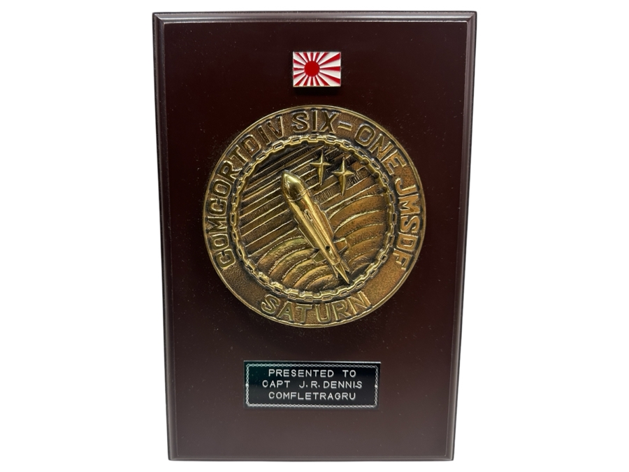Vintage US Navy Plaque Awarded To Capt. J. R. Dennis For Saturn Mission Off Japan COMFLETRAGRU 7W X 10H