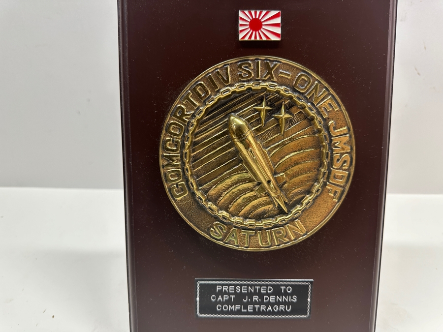 Vintage US Navy Plaque Awarded To Capt. J. R. Dennis For Saturn Mission Off Japan COMFLETRAGRU 7W X 10H [Photo 2]