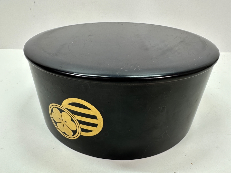 Large Vintage Japanese Lacquer Wooden Round Box 10.5W X 4.5H [Photo 9]