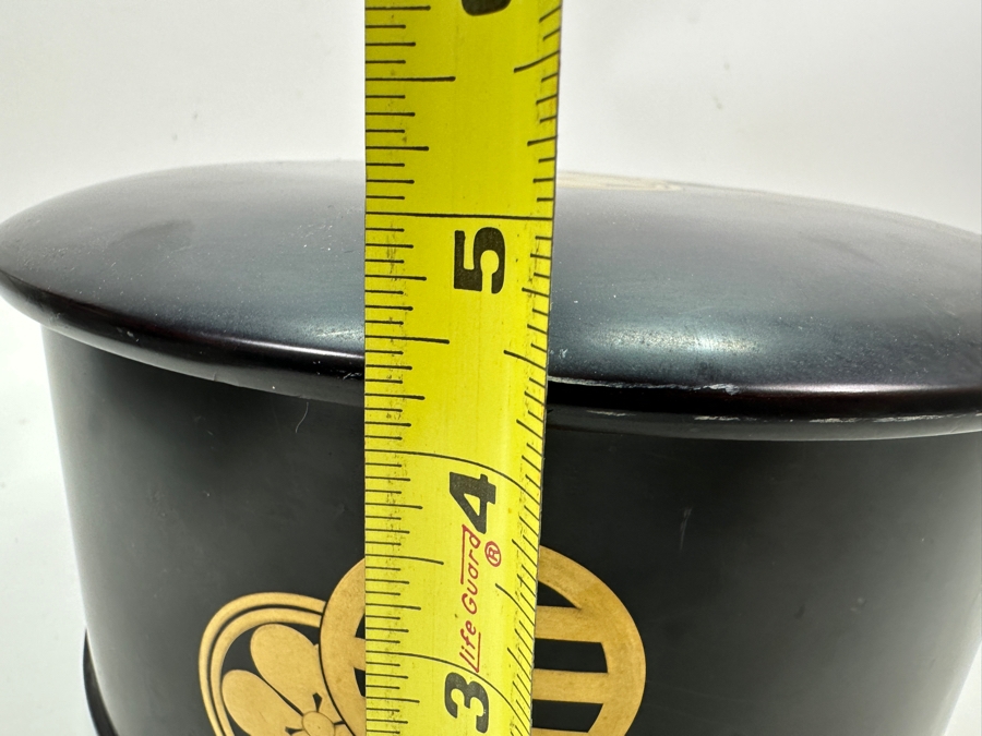 Large Vintage Japanese Lacquer Wooden Round Box 10.5W X 4.5H [Photo 10]