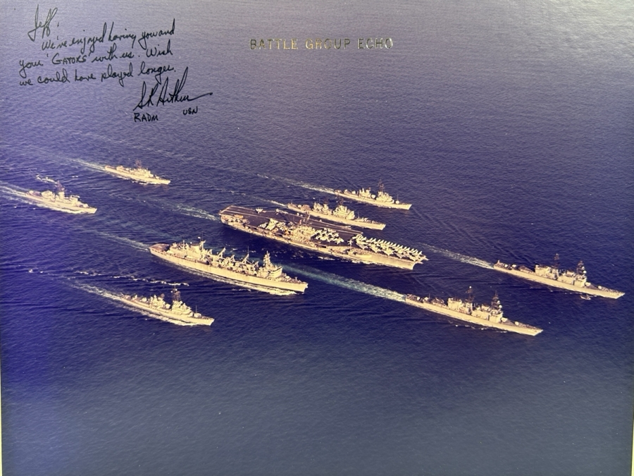 Vintage US Navy Battle Group Echo Fleet Photograph Signed By The USN RADM Stanley Roger Arthur 13.5 X 10.5
