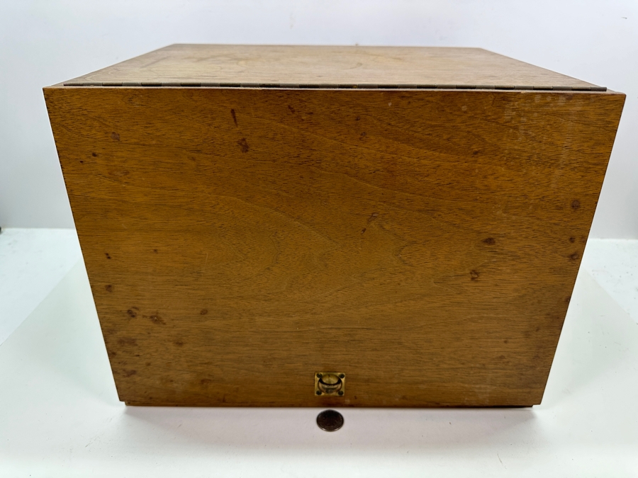 Vintage 1936 Handmade Wooden Jewelry Box Storage Chest Signed By Maker FLD 14.5W X 12D X 11H [Photo 4]