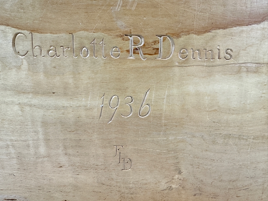 Vintage 1936 Handmade Wooden Jewelry Box Storage Chest Signed By Maker FLD 14.5W X 12D X 11H [Photo 12]