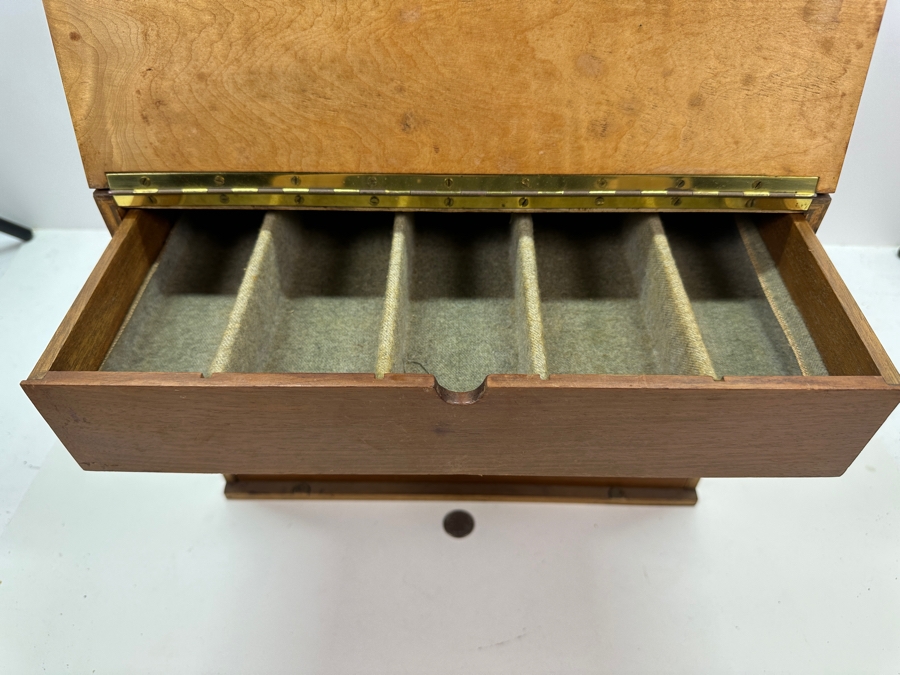 Vintage 1936 Handmade Wooden Jewelry Box Storage Chest Signed By Maker FLD 14.5W X 12D X 11H [Photo 6]