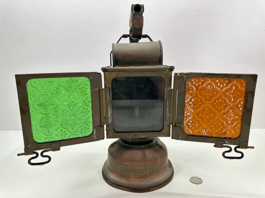 Antique Butin-Gillet Paris France French Railroad Oil Lantern Albert Butin 13H [Photo 2]