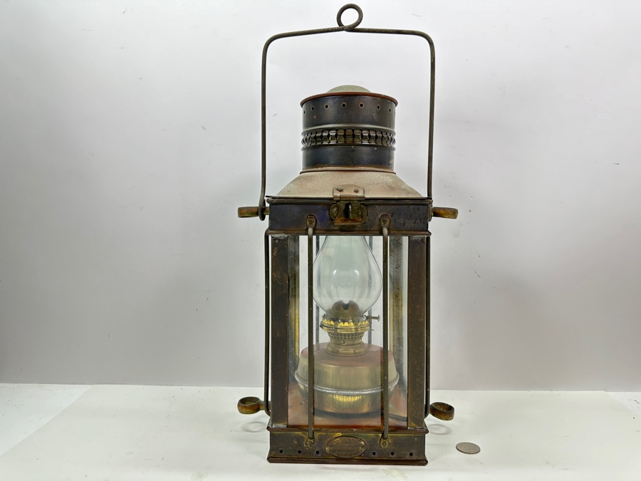 Davey & Co London England Cargo Light Nautical Maritime Oil Lantern Lamp 19H [Photo 2]