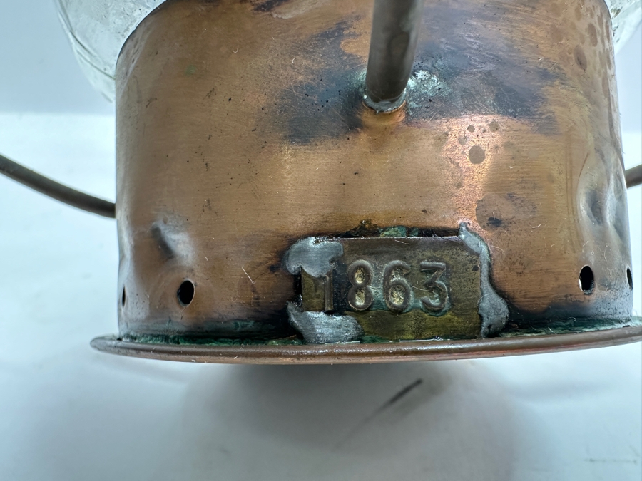 Antique 1863 Chalwyn Marine Ship Oil Lamp Lantern 13H [Photo 12]