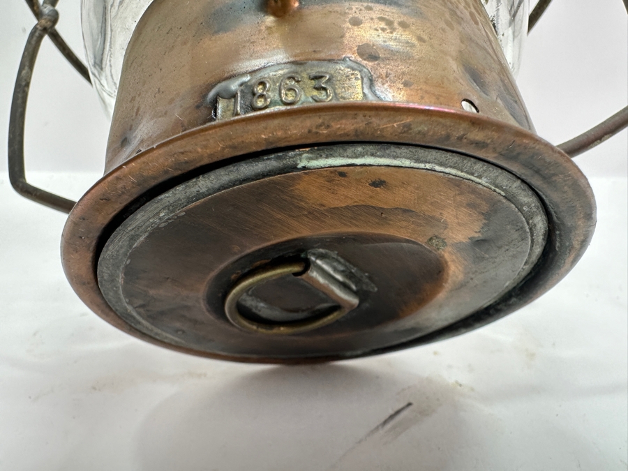 Antique 1863 Chalwyn Marine Ship Oil Lamp Lantern 13H [Photo 13]
