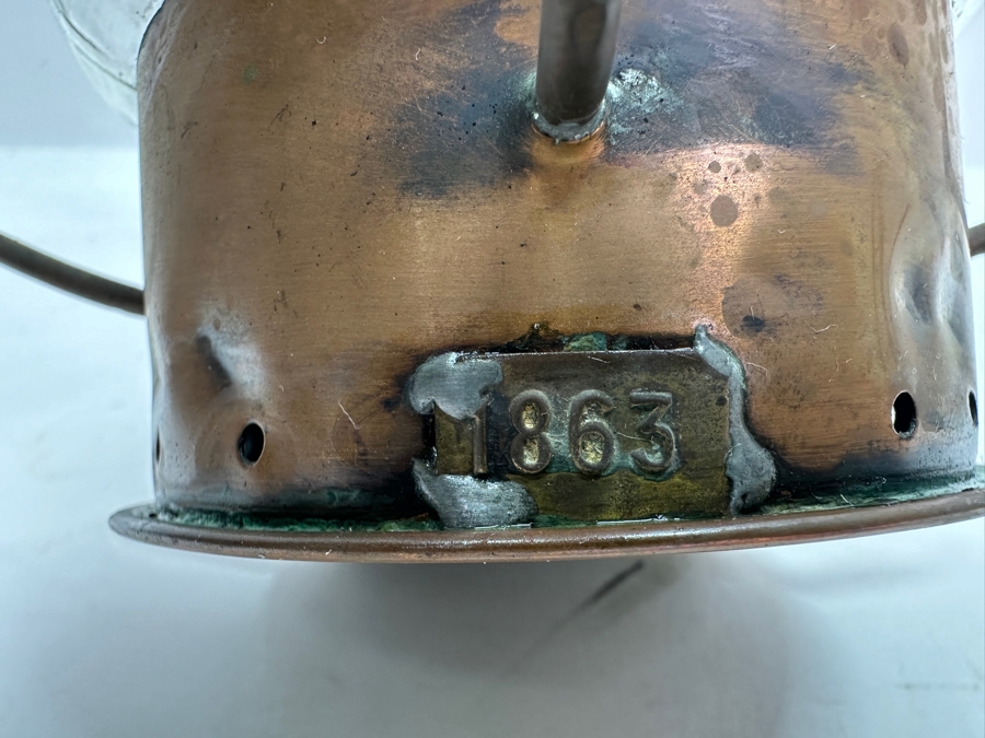 Antique 1863 Chalwyn Marine Ship Oil Lamp Lantern 13H [Photo 11]