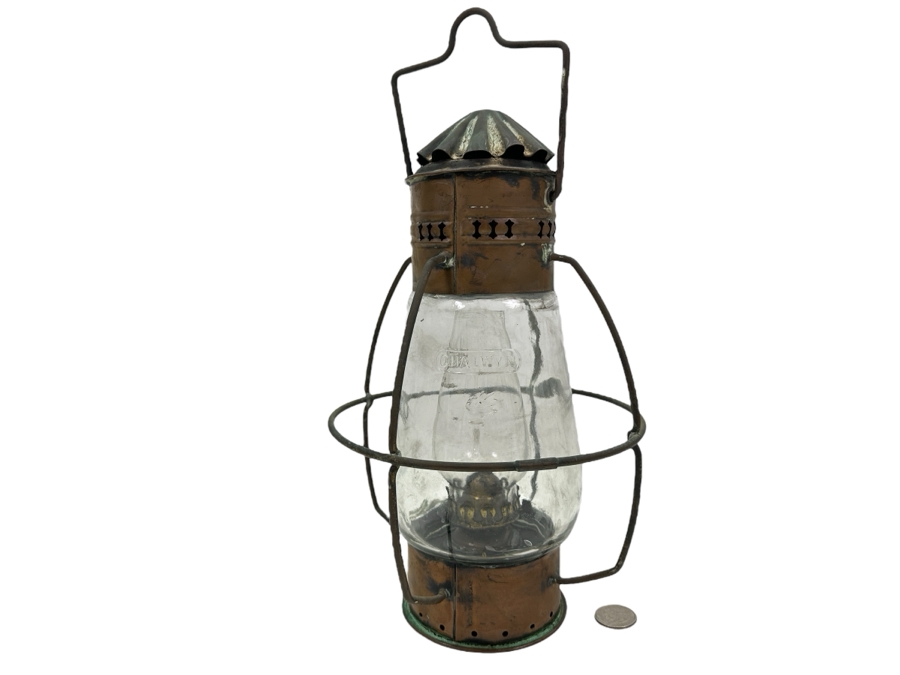 Antique 1863 Chalwyn Marine Ship Oil Lamp Lantern 13H