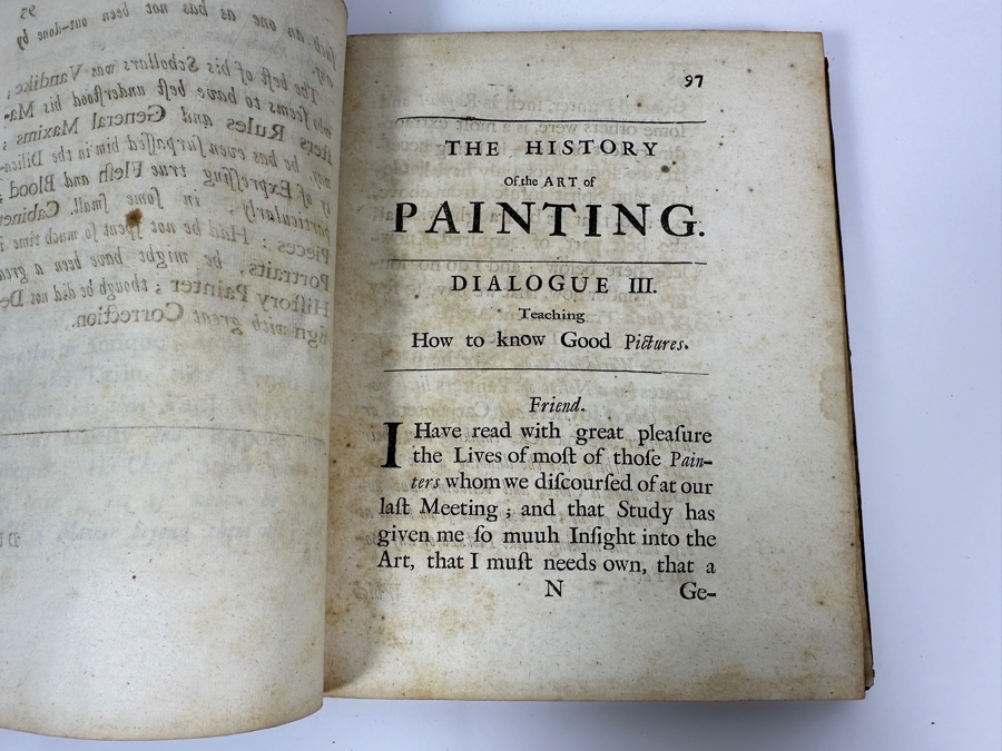 Antique 1719 Hardcover Book Titled Choice Observations Upon The Art Of Painting Featuring Eminent Painters Of Raphael And Michael Angelo Printed In London England For R. King - Binding Needs Repair [Photo 15]
