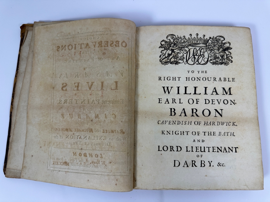 Antique 1719 Hardcover Book Titled Choice Observations Upon The Art Of Painting Featuring Eminent Painters Of Raphael And Michael Angelo Printed In London England For R. King - Binding Needs Repair [Photo 9]