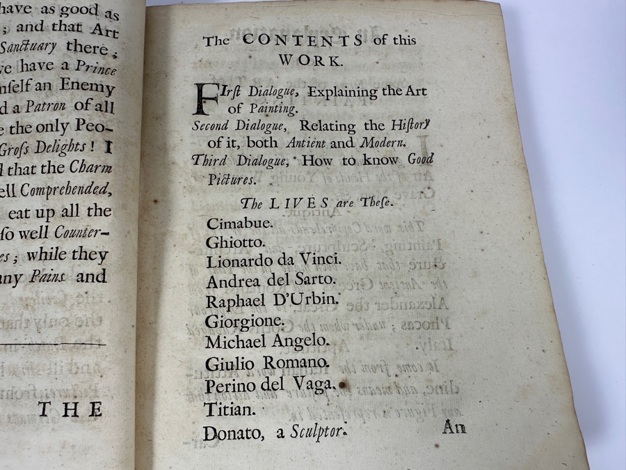 Antique 1719 Hardcover Book Titled Choice Observations Upon The Art Of Painting Featuring Eminent Painters Of Raphael And Michael Angelo Printed In London England For R. King - Binding Needs Repair [Photo 14]