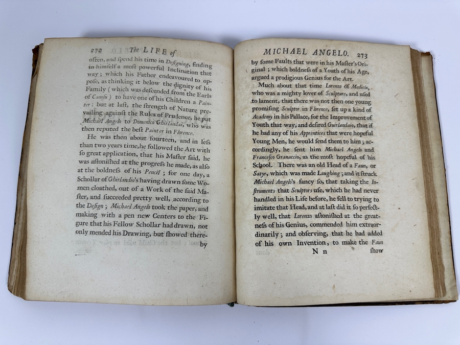 Antique 1719 Hardcover Book Titled Choice Observations Upon The Art Of Painting Featuring Eminent Painters Of Raphael And Michael Angelo Printed In London England For R. King - Binding Needs Repair [Photo 17]