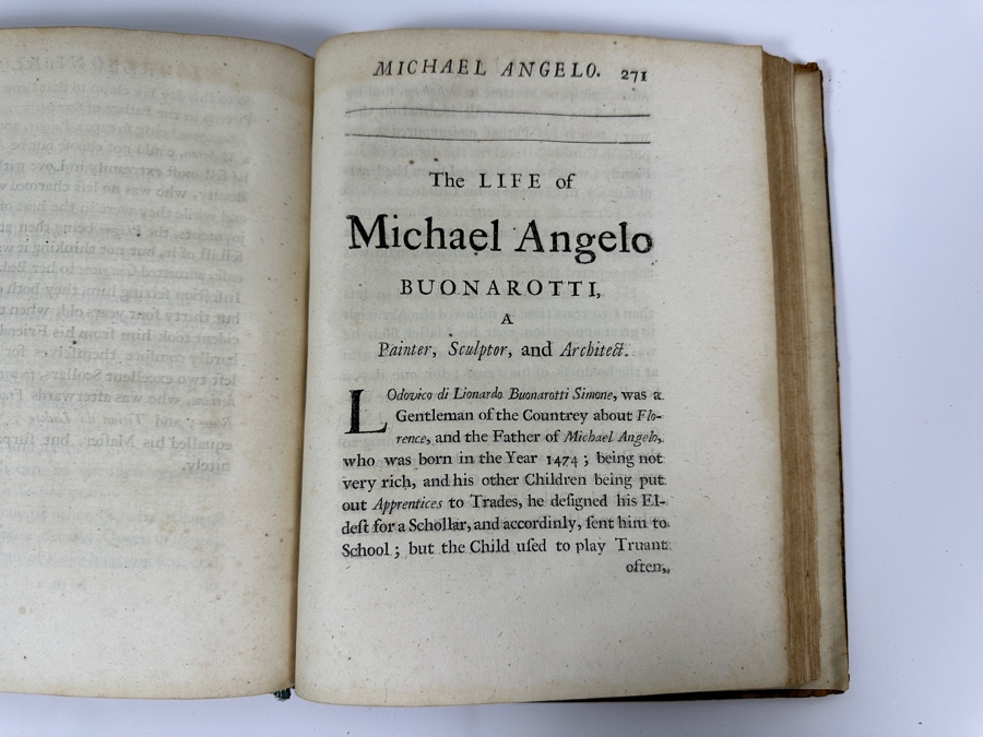 Antique 1719 Hardcover Book Titled Choice Observations Upon The Art Of Painting Featuring Eminent Painters Of Raphael And Michael Angelo Printed In London England For R. King - Binding Needs Repair [Photo 16]
