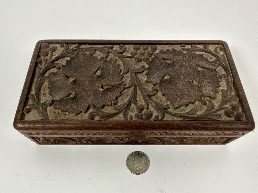 Hand Carved Wooden Box From India 8.5W X 4D X 2H [Photo 2]