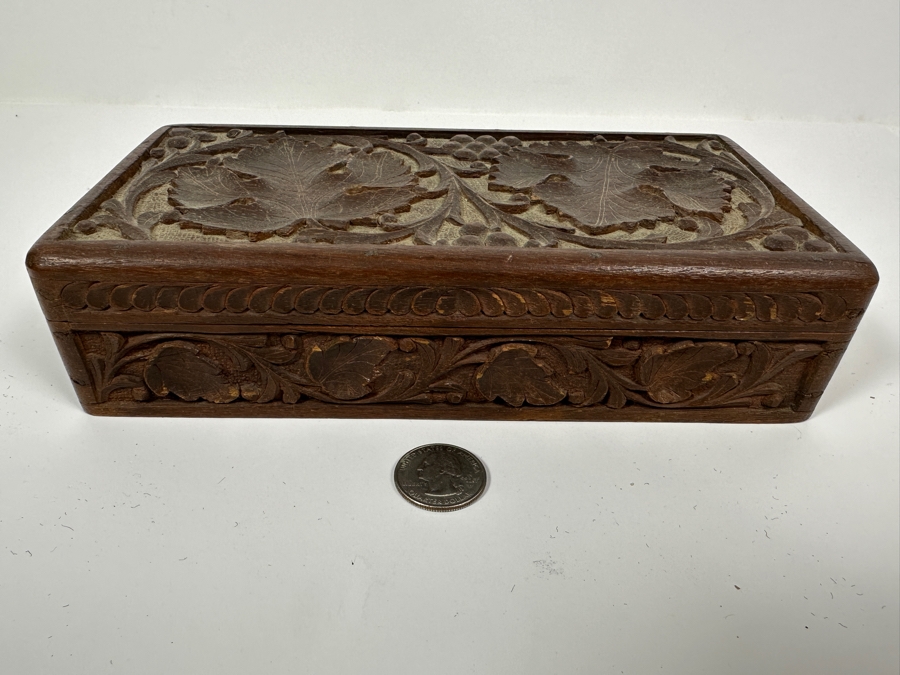 Hand Carved Wooden Box From India 8.5W X 4D X 2H [Photo 4]