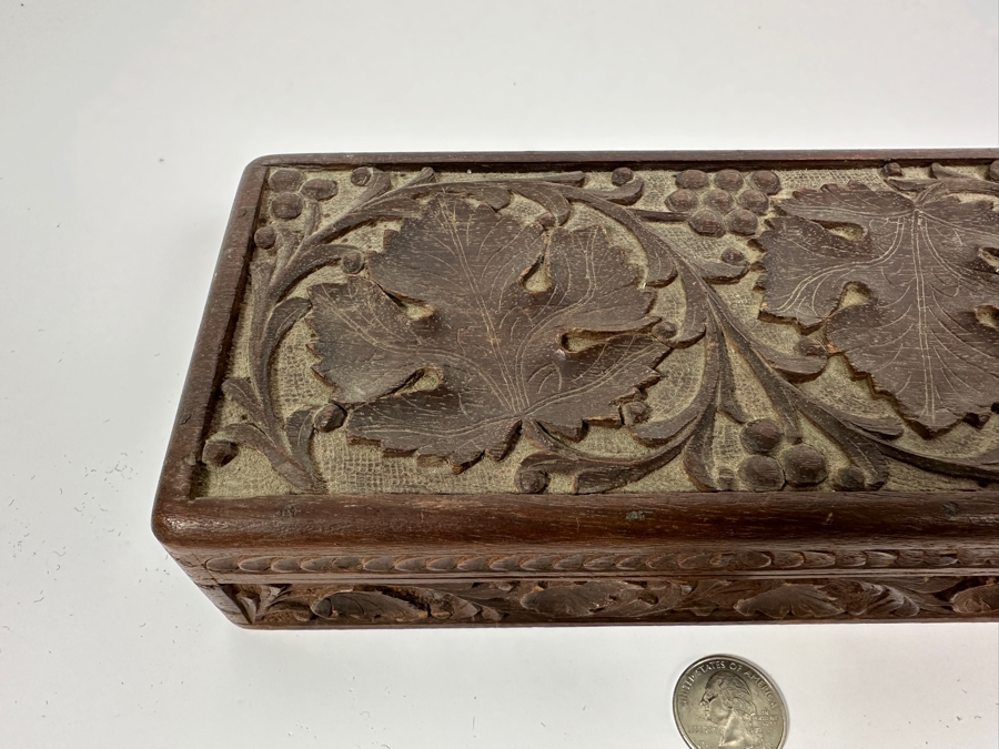 Hand Carved Wooden Box From India 8.5W X 4D X 2H [Photo 3]