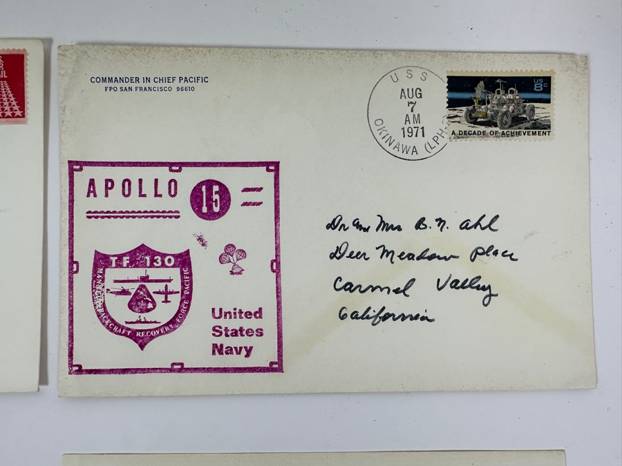 Vintage 1971 Apollo 14 & Apollo 15 US Navy Recovery Force First Day Covers Including Card From John S. McCain, Jr. Admiral, U.S. Navy [Photo 3]