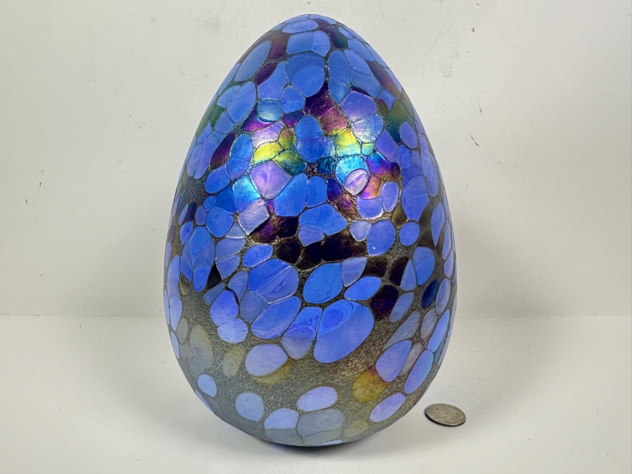 Large Borowski Glasstudio Art Glass Egg Made In Poland 9H [Photo 2]