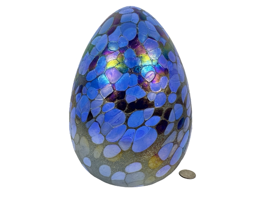 Large Borowski Glasstudio Art Glass Egg Made In Poland 9H [Photo 1]