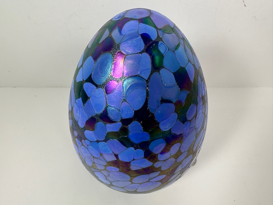 Large Borowski Glasstudio Art Glass Egg Made In Poland 9H [Photo 3]