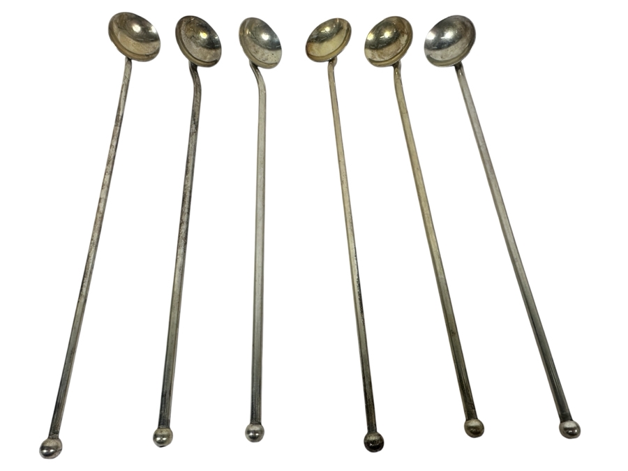 Six Vintage Sterling Silver Julep Spoons 59.6g 8L - Sterling Silver Melt Value = $59 [Photo 1]