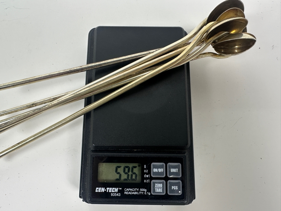 Six Vintage Sterling Silver Julep Spoons 59.6g 8L - Sterling Silver Melt Value = $59 [Photo 8]