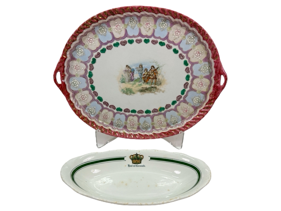 Vintage French Hand Painted Platter 15W And Hotel Del Coronado Dish 11W [Photo 1]