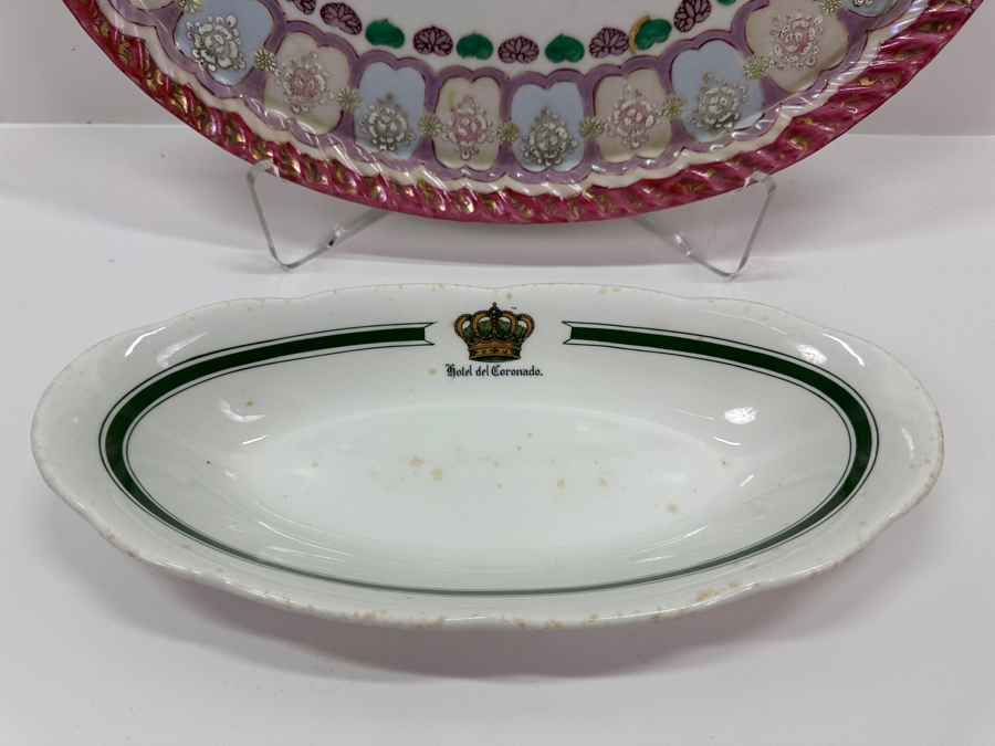Vintage French Hand Painted Platter 15W And Hotel Del Coronado Dish 11W [Photo 3]