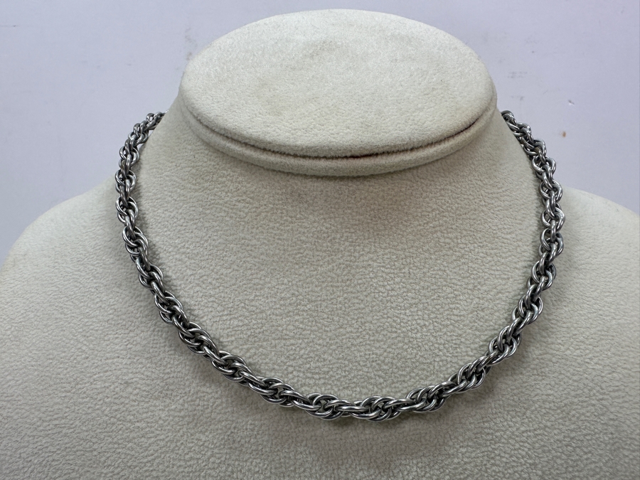 Sterling Silver Rope Chain Necklace 15'L 21.4g [Photo 2]