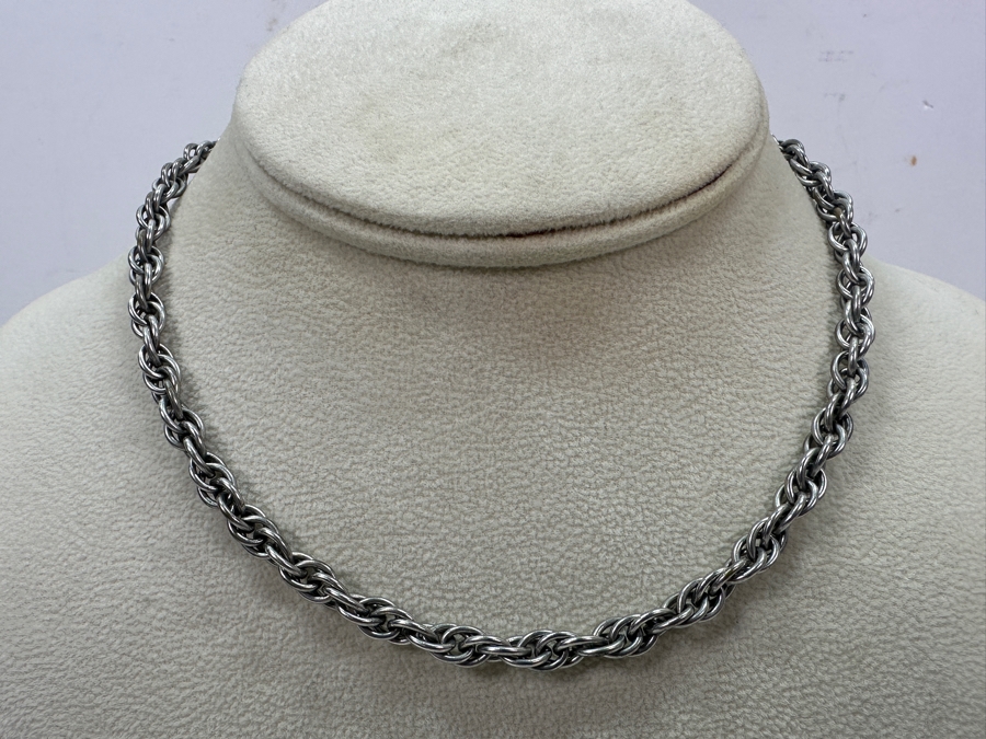 Sterling Silver Rope Chain Necklace 15'L 21.4g [Photo 3]