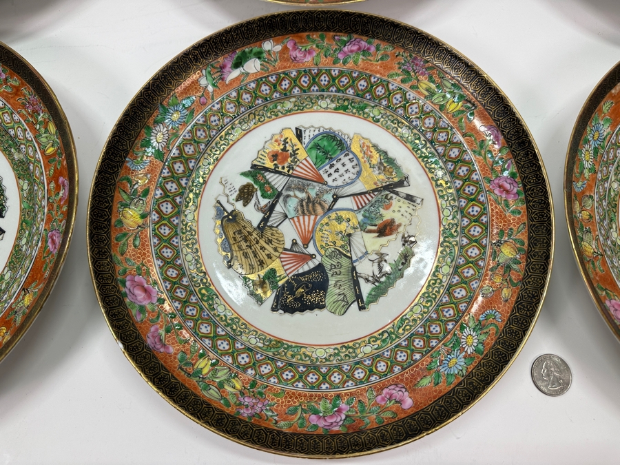 Set of (6) Vintage Japanese Hand Painted Rose Medallion Porcelain Plates [Photo 5]