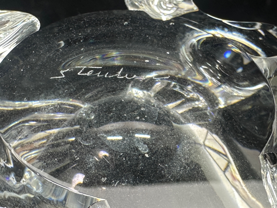 Steuben Crystal Modern Art Glass Footed Bowl 7.75'W x 3.5'H [Photo 9]