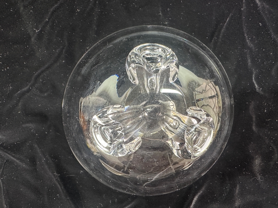 Steuben Crystal Modern Art Glass Footed Bowl 7.75'W x 3.5'H [Photo 11]