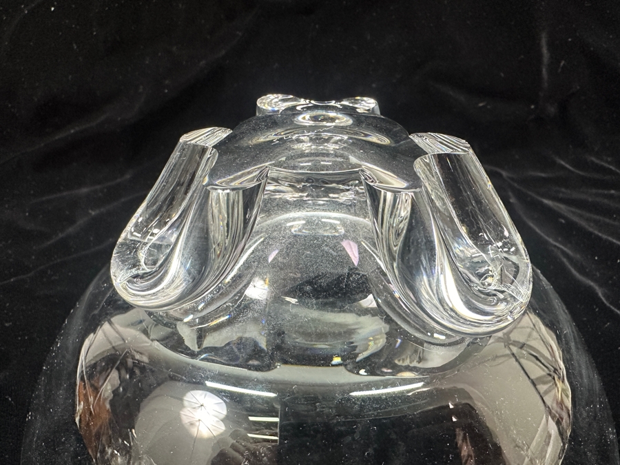 Steuben Crystal Modern Art Glass Footed Bowl 7.75'W x 3.5'H [Photo 10]