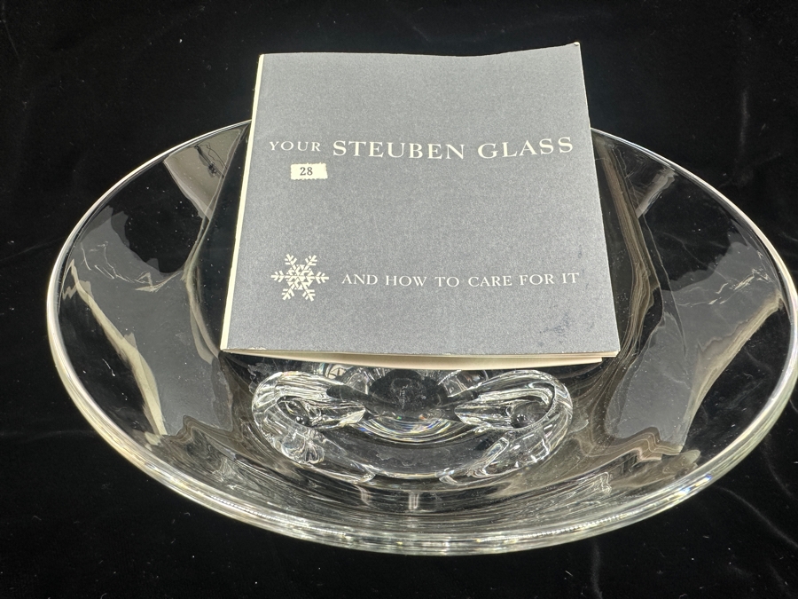 Steuben Crystal Modern Art Glass Footed Bowl 7.75'W x 3.5'H [Photo 3]