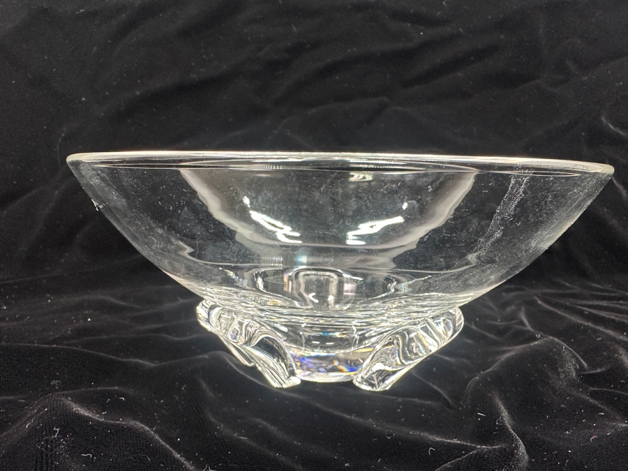 Steuben Crystal Modern Art Glass Footed Bowl 7.75'W x 3.5'H [Photo 5]
