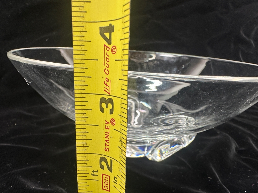Steuben Crystal Modern Art Glass Footed Bowl 7.75'W x 3.5'H [Photo 8]