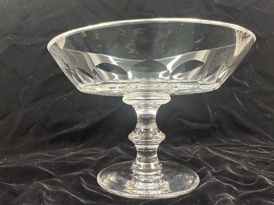 Vintage Val St. Lambert Crystal Footed Compote Bowl 8.5'W x 6'H [Photo 5]