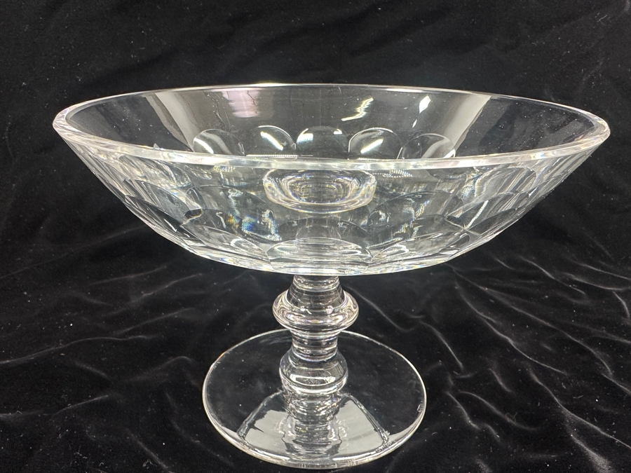 Vintage Val St. Lambert Crystal Footed Compote Bowl 8.5'W x 6'H [Photo 4]