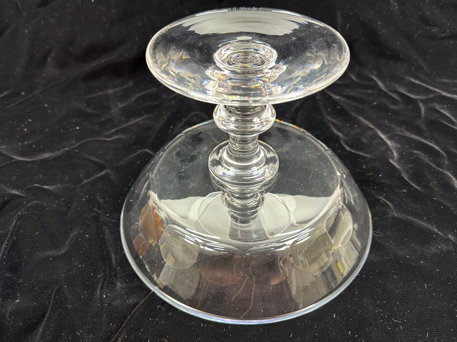 Vintage Val St. Lambert Crystal Footed Compote Bowl 8.5'W x 6'H [Photo 8]